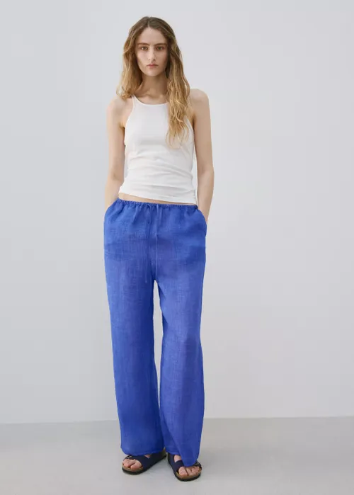 100% Ramie Trousers With an Overdyed Effect