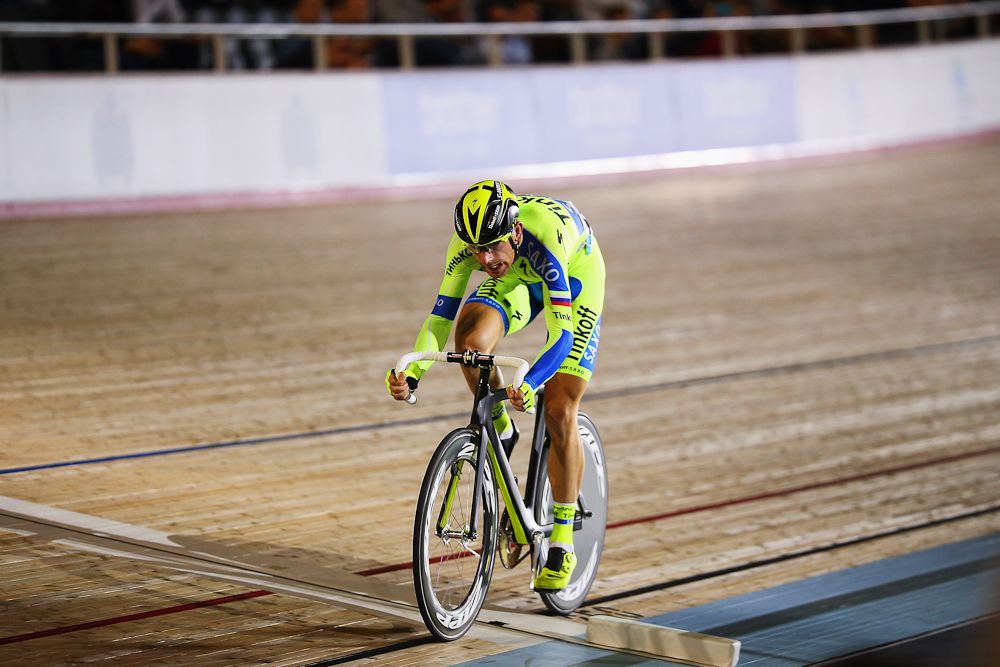 Michael Morkov of Denmark and Tinkoff-Saxo in action in the 1878 Cup during day one of the London Six Day Race