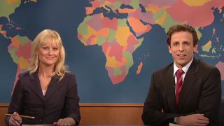Amy Poehler and Seth Meyers at the Weekend Update desk