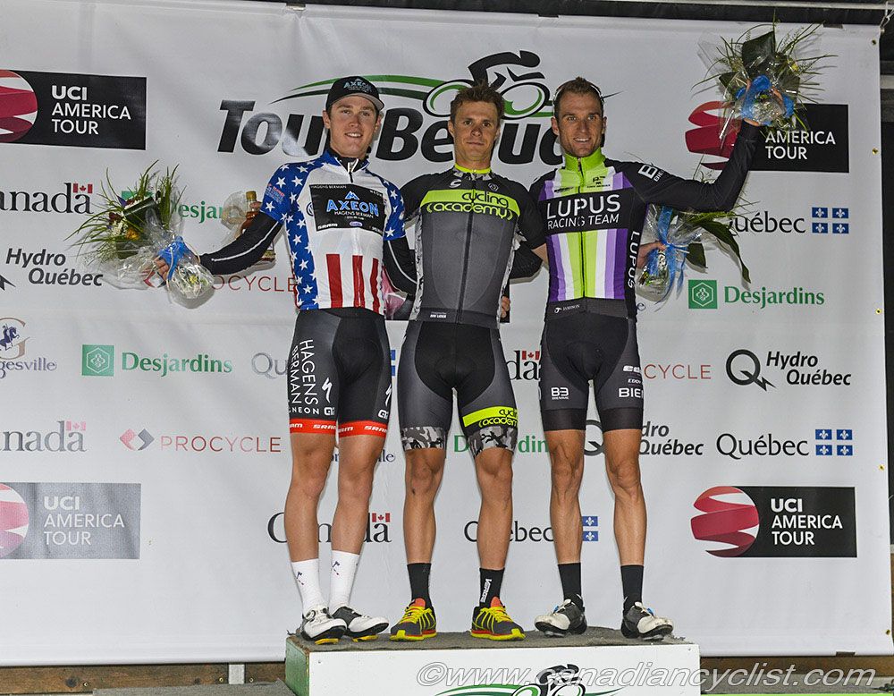 Daniels, R&auml;im and Beyer on the stage 1 podium at Tour de Beauce.