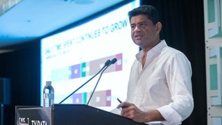 Karthik Rao speaks during the 2019 NYC Television Week.