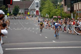 Alex Howes attacks the break and will solo to victory in the U23 criterium championship.