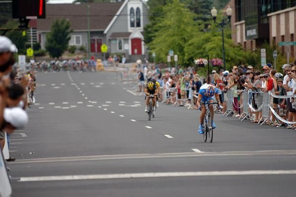Alex Howes attacks the break and will solo to victory in the U23 criterium championship.