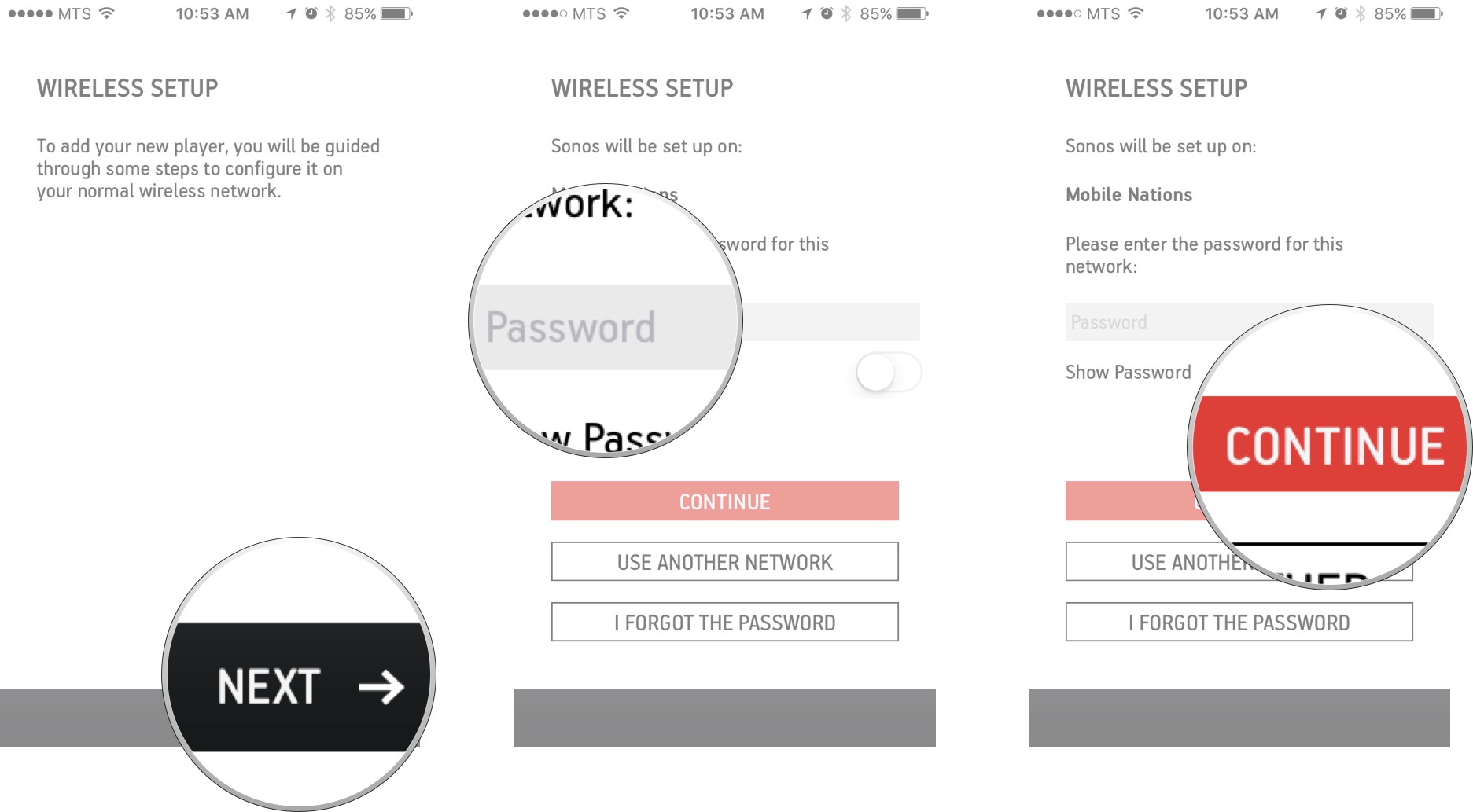 Tap next. enter your Wi-Fi password, and then tap continue.