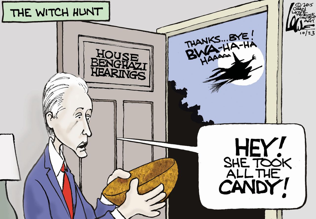 Political cartoon U.S. Hillary Clinton Benghazi GOP Halloween