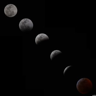 The moon sinks into Earth’s shadow in this composite timelapse image by Chad Horwedel. He captured the photos from Bolingbrook, Illinois in the freezing cold.