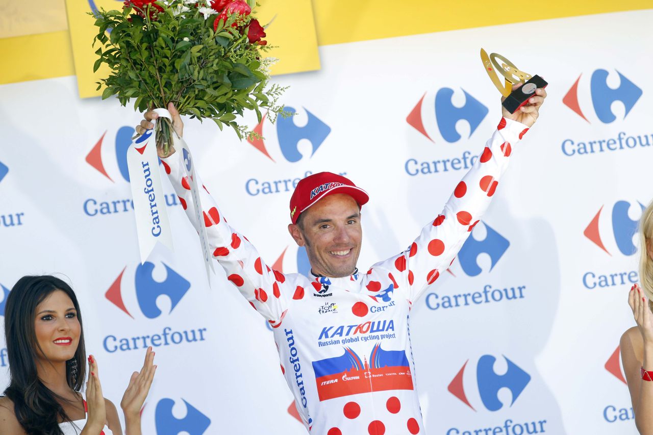 Joaquim Rodriguez (Katusha) also took the polka-dot jersey after winning on the Mur de Huy