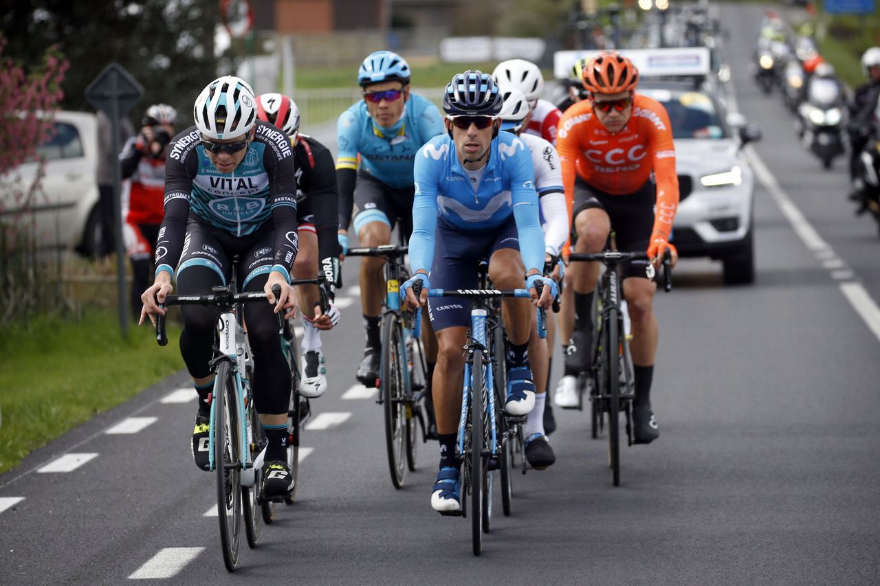 Kris Boeckman and Nelson Oliveira on the front of the early move