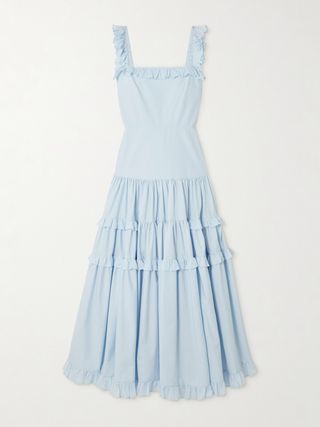 Maggie Open-Back Ruffled Tiered Cotton Maxi Dress