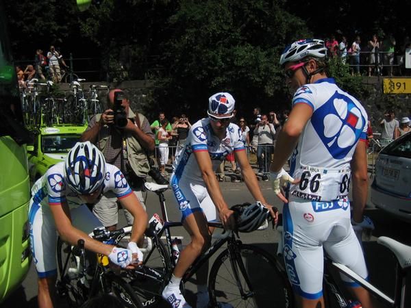 FDJ riders gather at the start