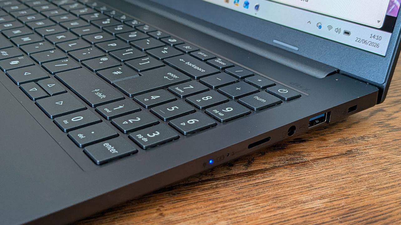 The Acer Swift Go 16 AI on a desk
