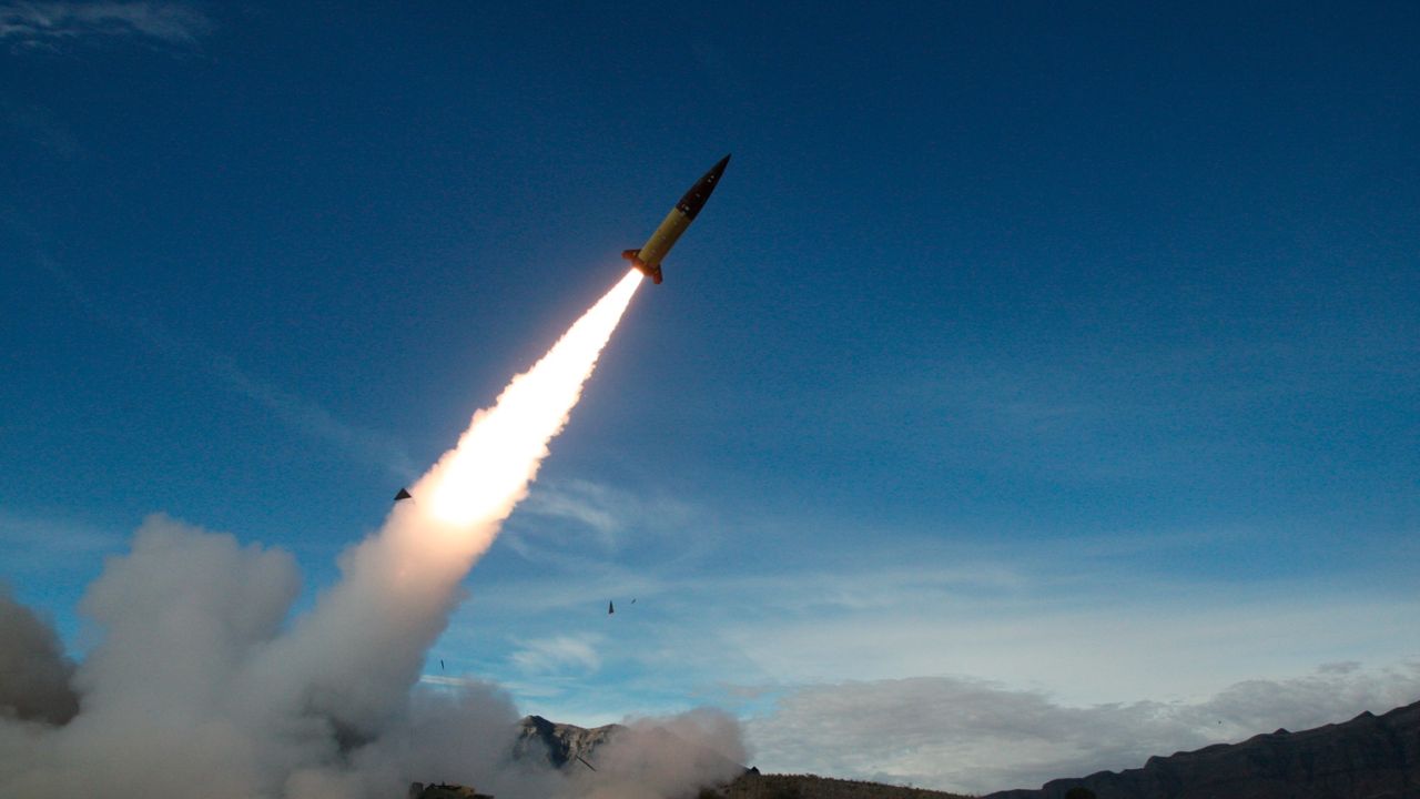 An ATACMS missile is launched during a training exercise in New Mexico in 2021.