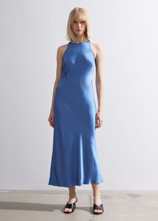 Slim Satin Midi Dress