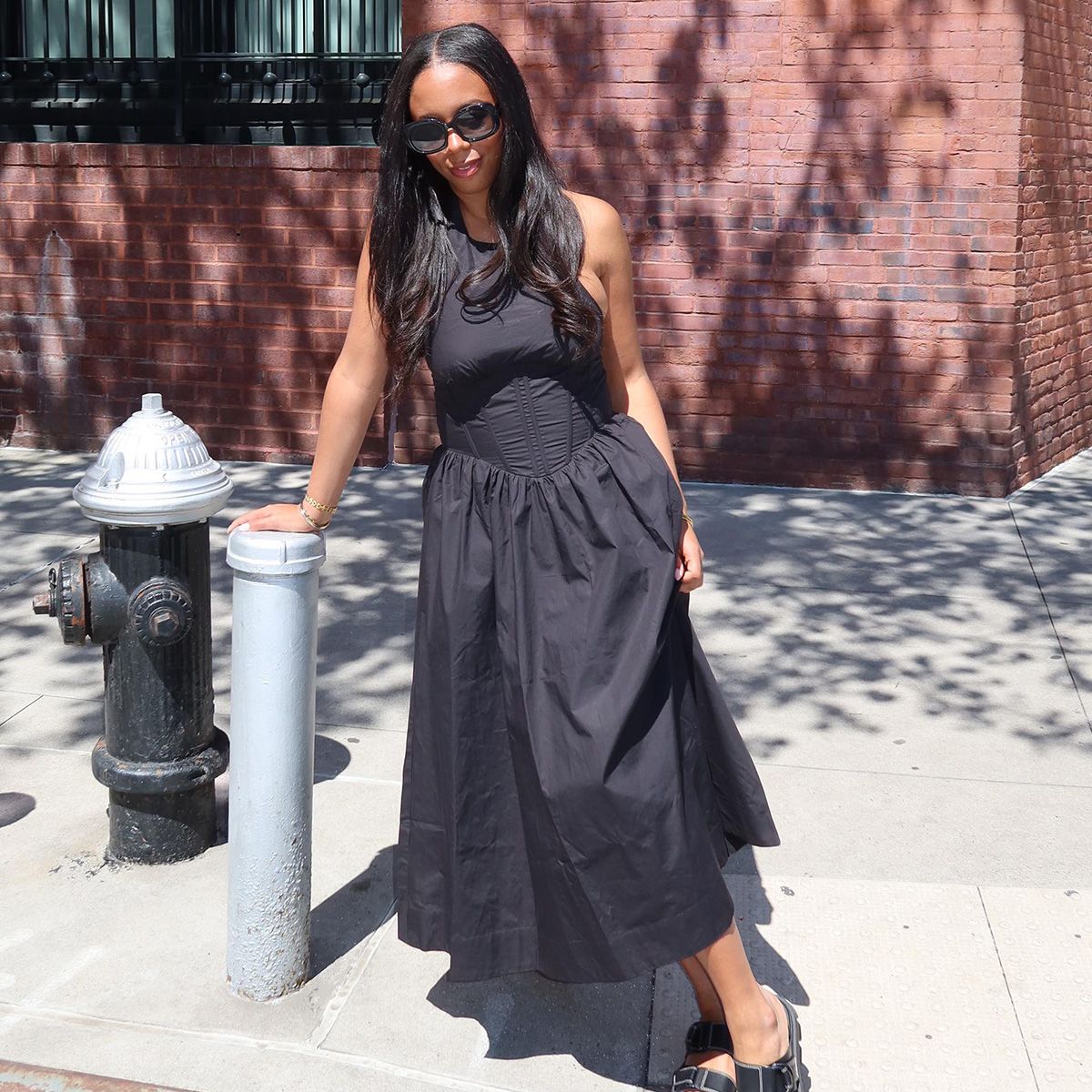 Sierra Mayhew in black dress.