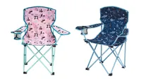 Hi-Gear Kids' Camping Chair in pink with panda print, or blue with shark print