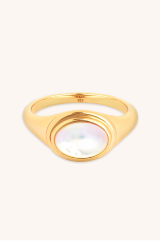 Mother of Pearl Cocktail Ring in Gold