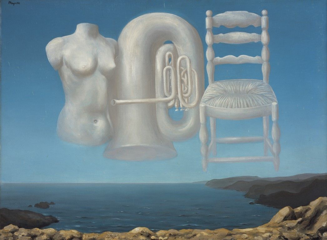 Rene Magritte, Le Temps Menaçant (Threatening Weather), 1929. Oil on canvas 54.00 x 73.00 cm (framed: 72.70 x 94.00 x 9.50 cm). National Galleries of Scotland. Purchased with the support of the Heritage Lottery Fund and the Art Fund 1995. © ADAGP, Paris and DACS, London 2018. Photographer: Antonia Reeve.