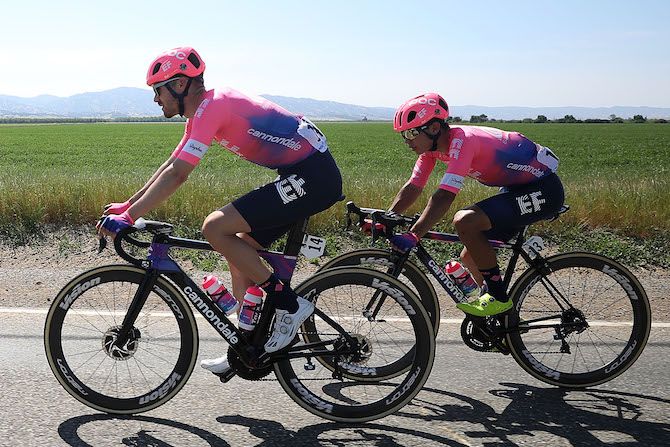 Alex Howes shepherds new EF Education First signing Sergio Higuita through the opening stage of the 2019 Tour of California