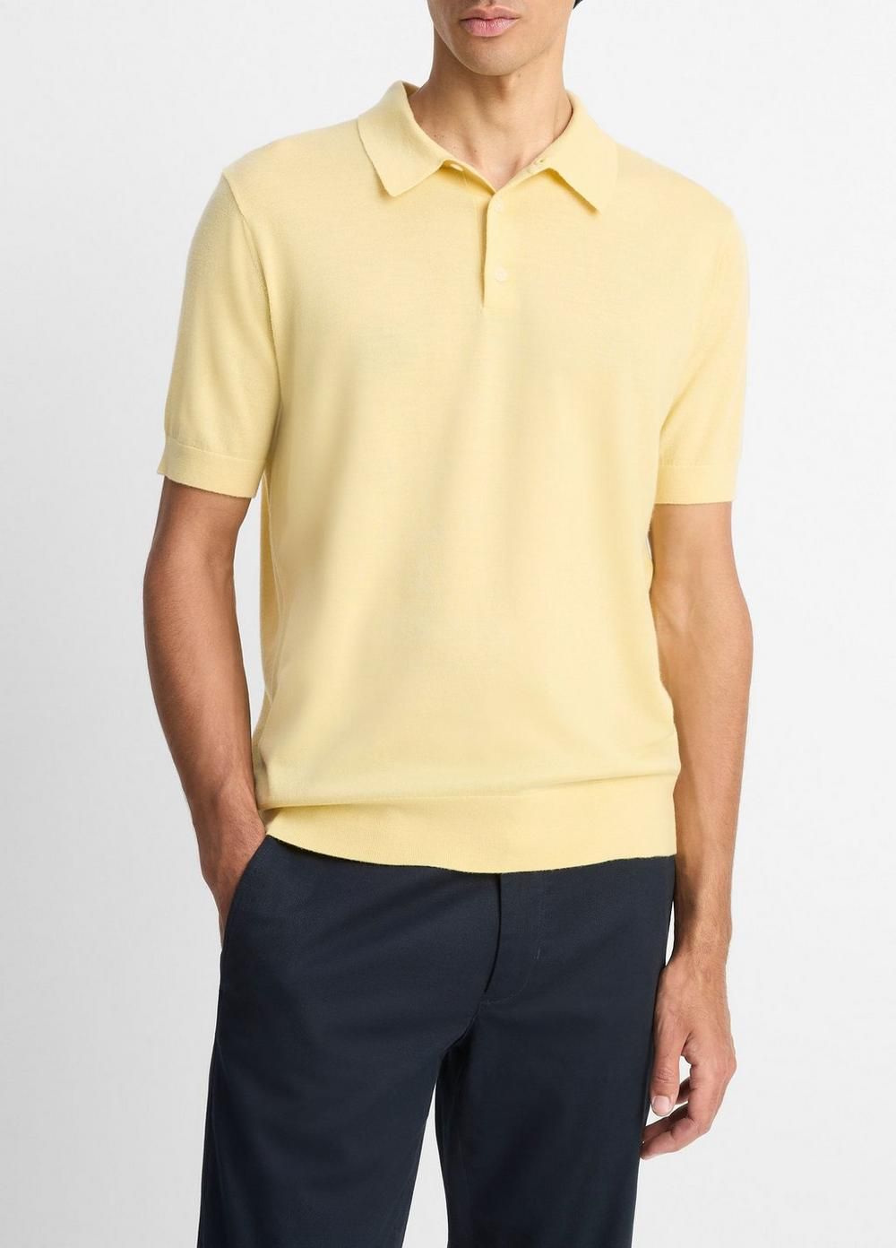 Featherweight Merino Wool-Cashmere Polo Sweater