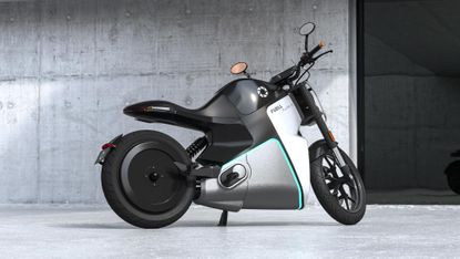 FUELL Fllow Electric Motorbike outside concrete bui