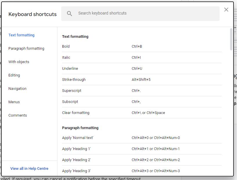 Google Drive shortcuts