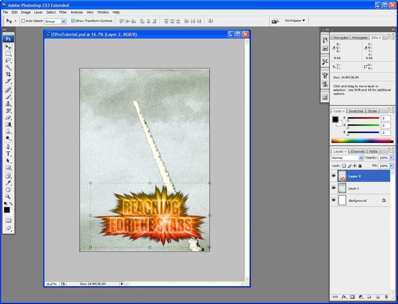Step 6: Now we bring each layer into together to create our picture.