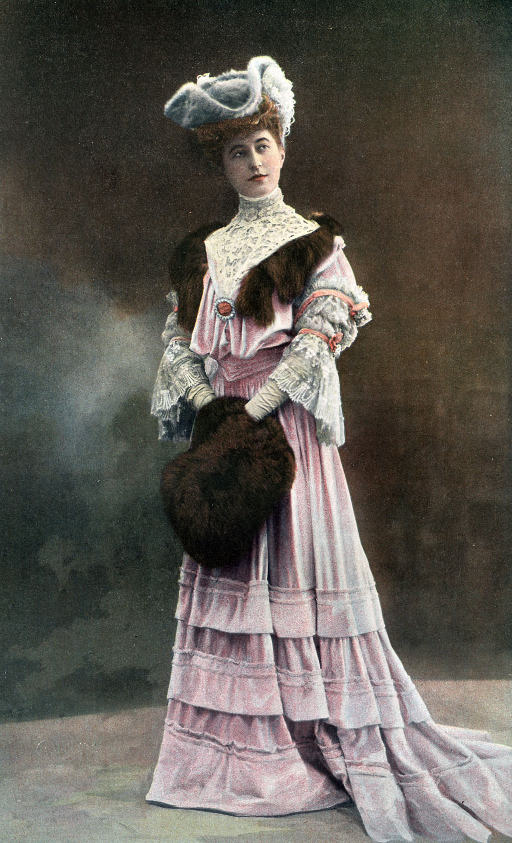 A woman wearing a muff