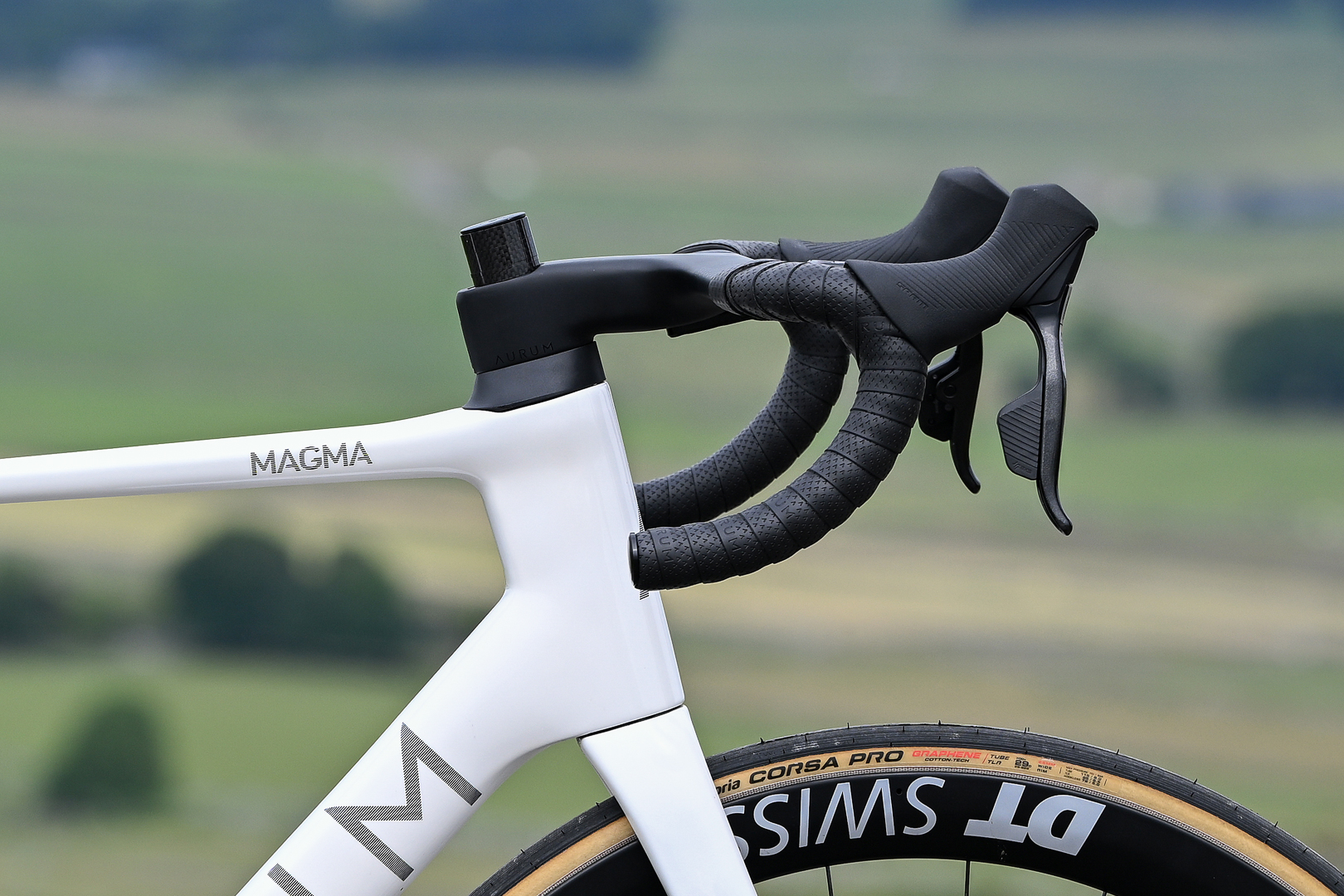 close up of the head set on a white Aurum Magma