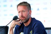 Ex- Chelsea and West Ham coach Graham Potter, now head coach of Sweden, sat behind a microphone in a presser.