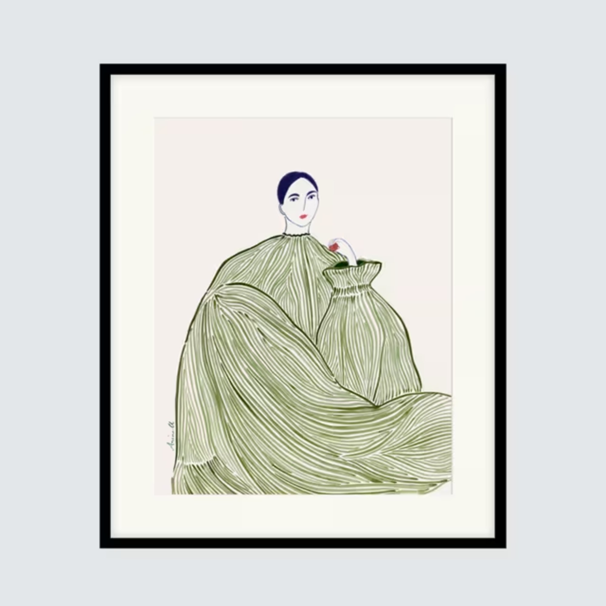La Poire 'Green Dress' Framed Print &amp;amp; Mount