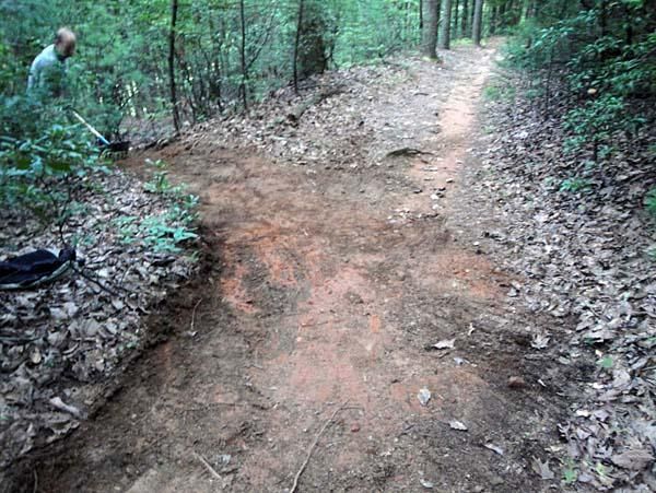 Volunteers dug drainage ditches to funnel water off the trails.