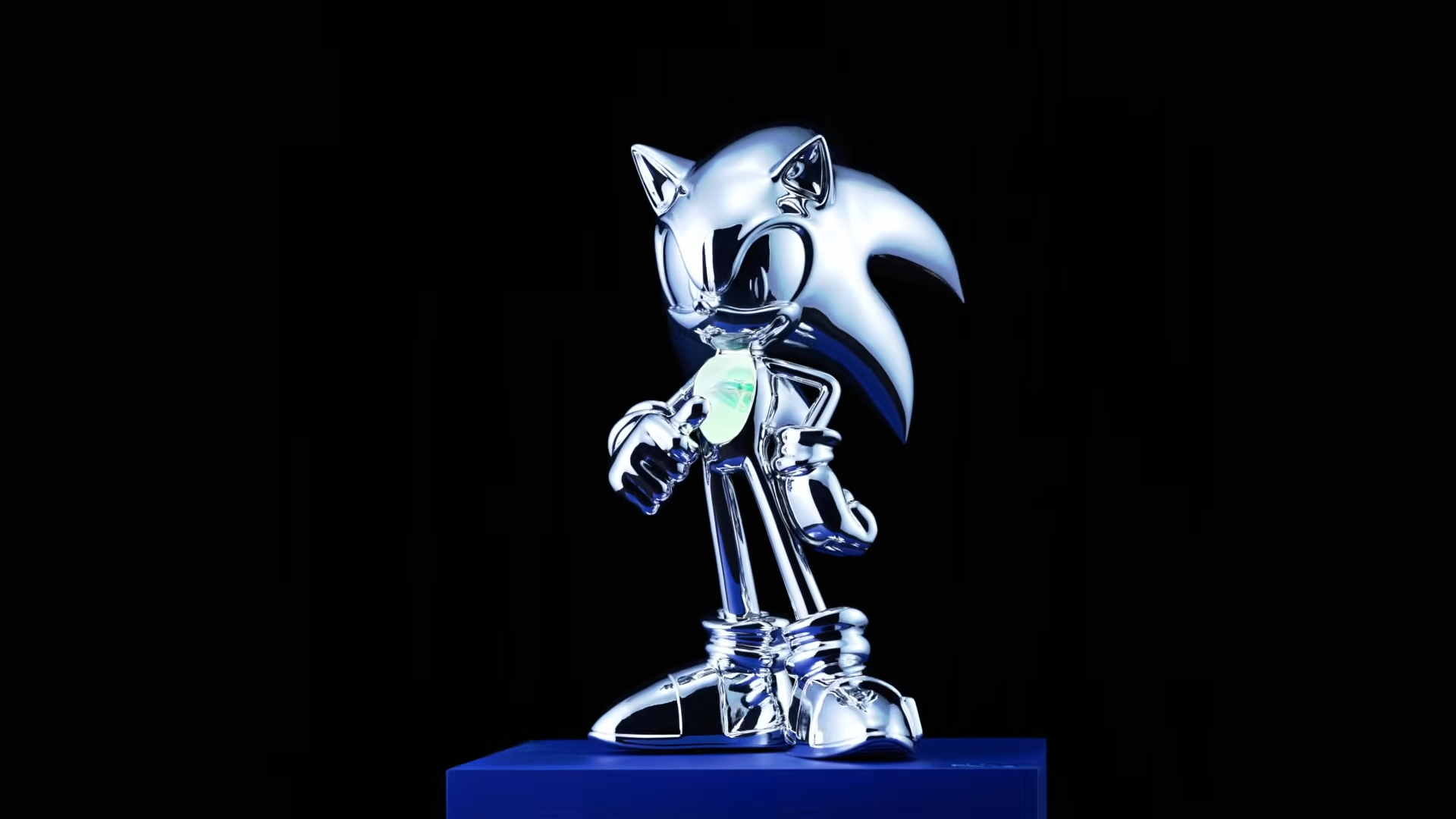 A fully shot of the Sonic DNA figure statue.