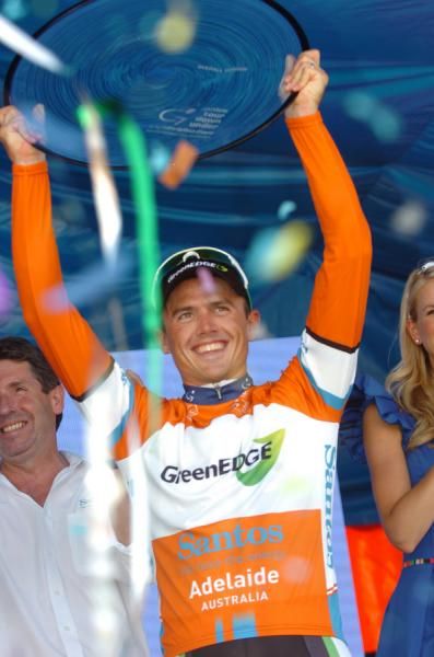 Confetti and all, Gerrans on the podium