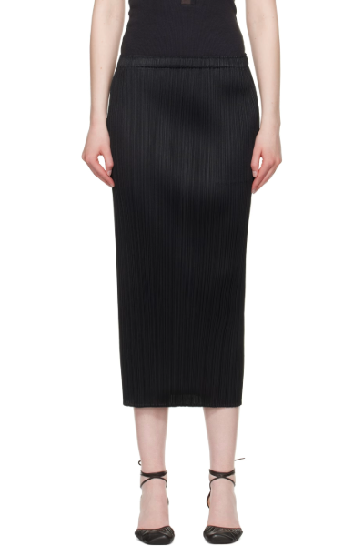 PLEATS PLEASE ISSEY MIYAKE, Black Basics Midi Skirt
