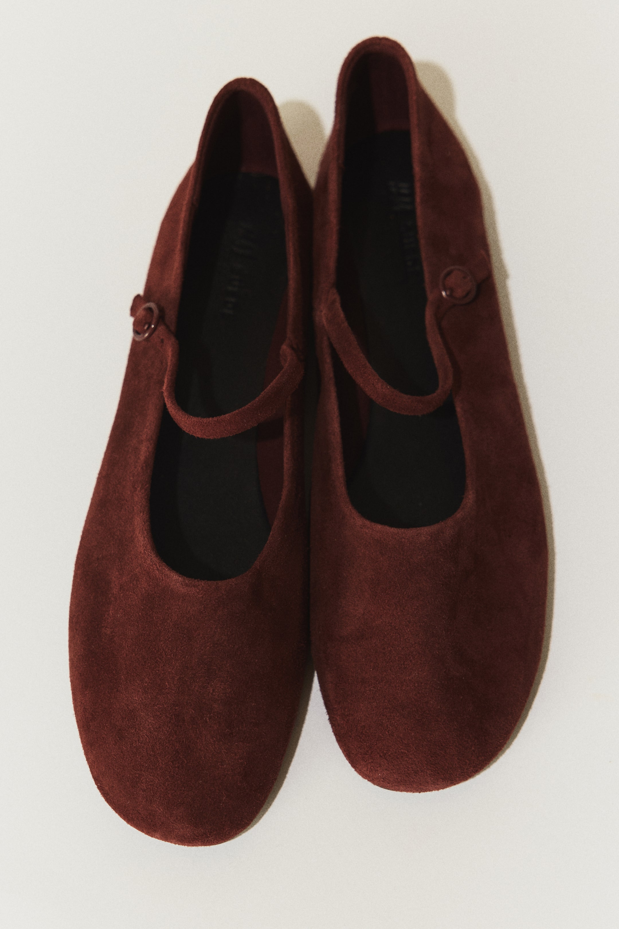 Suede Mary Jane Ballet Flats - Light Brown