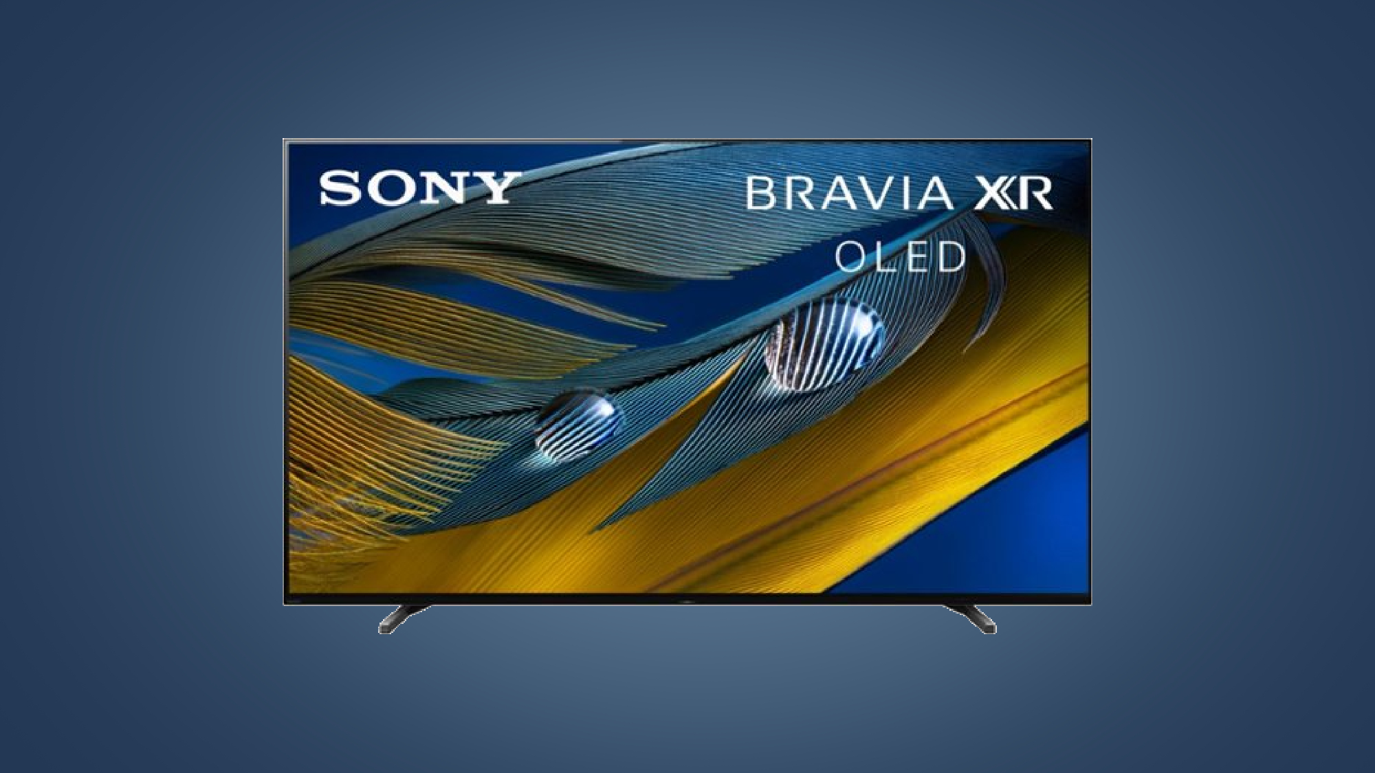 Sony OLED TV against blue background