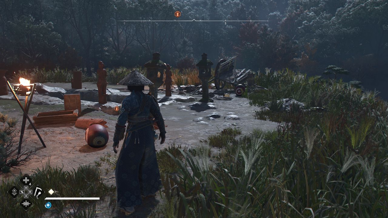 Assassin's Creed Shadows Makino Kurumazuka Kofun - The surface of the kofun showing various tools and debris.