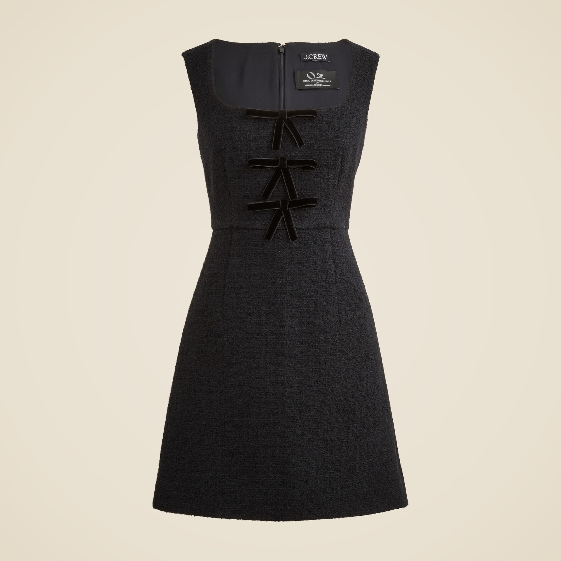 Sophia Dress With Velvet Bows in Tweed