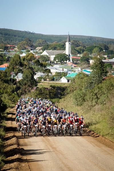 Riders leave Albertinia during stage 4 of the DCM Cape Pioneer Trek