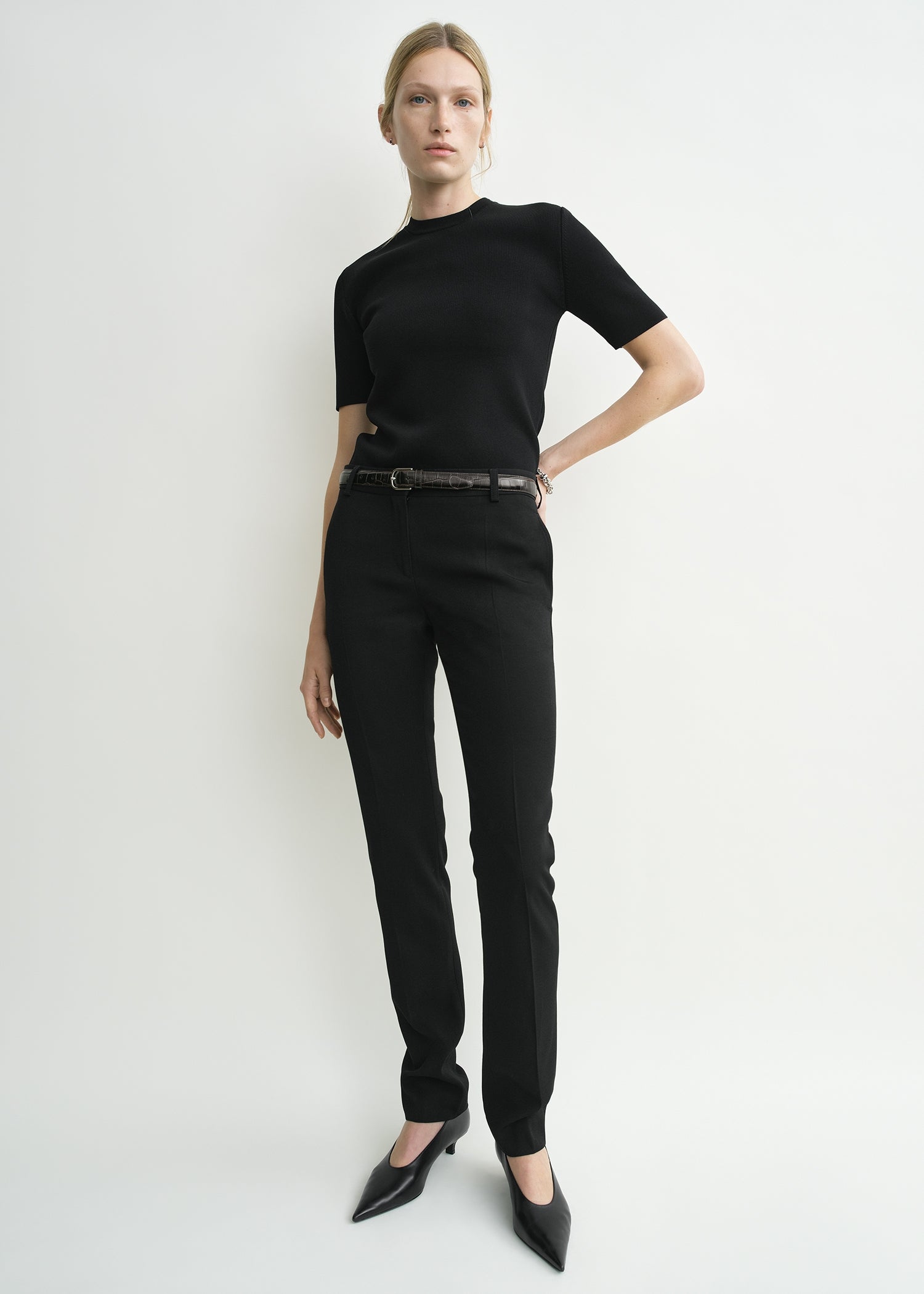 Low-Waist Slim Evening Trousers Black - 30