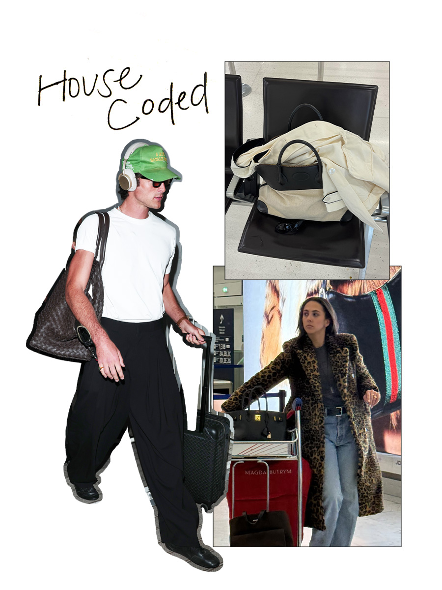 a collage of celebrity and influencer imagery featuring the biggest luggage trends of 2026