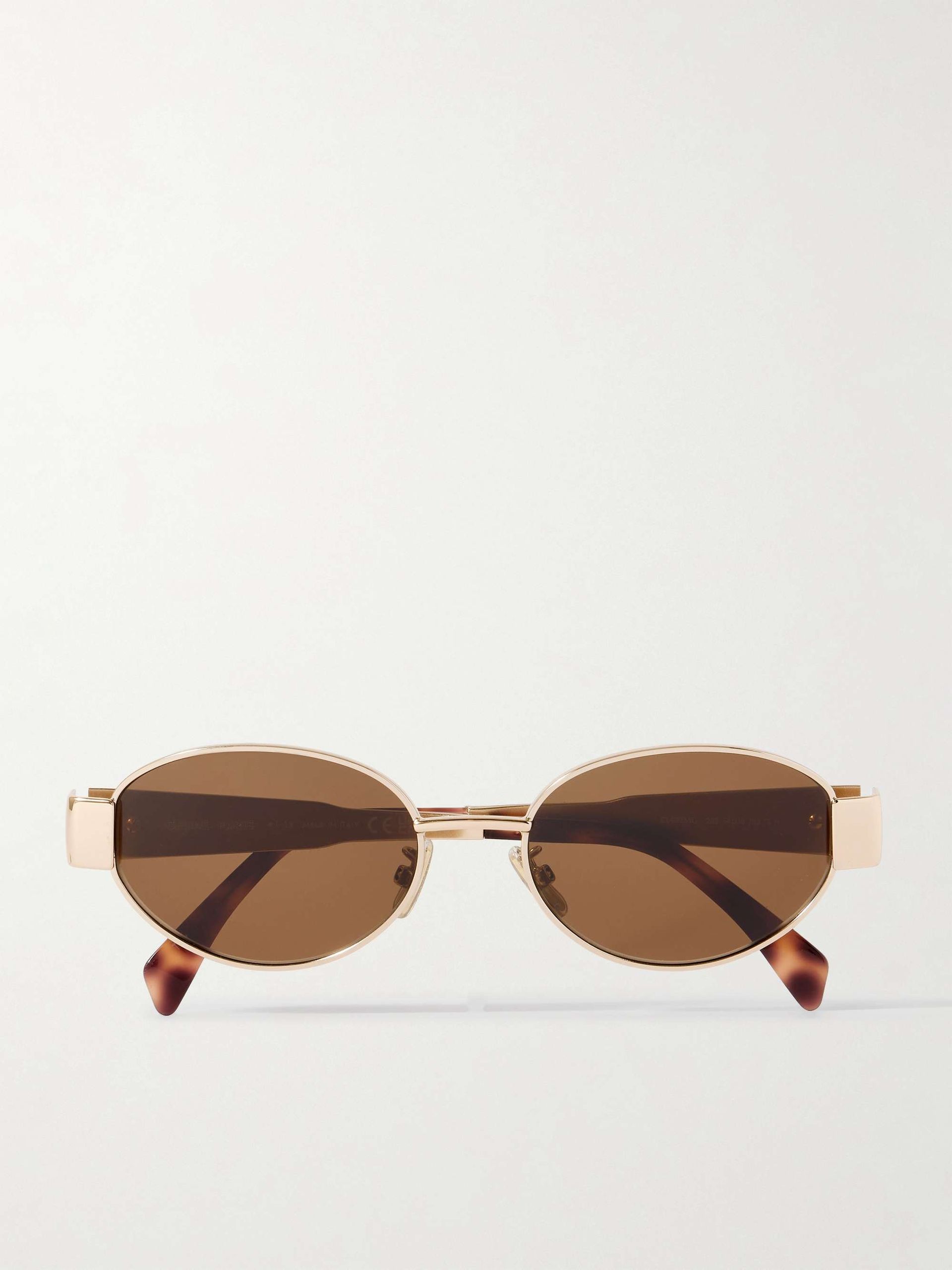 Oval-Frame Rose Gold-Tone and Tortoiseshell Acetate Sunglasses