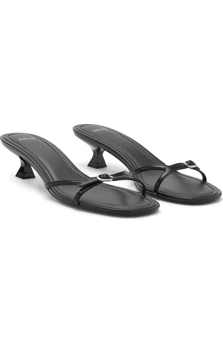 Buckle Detail Kitten Heel Slide Sandal