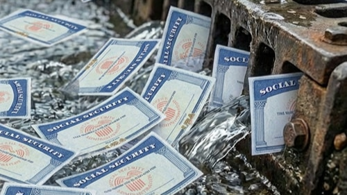Social Security cards going down a storm drain
