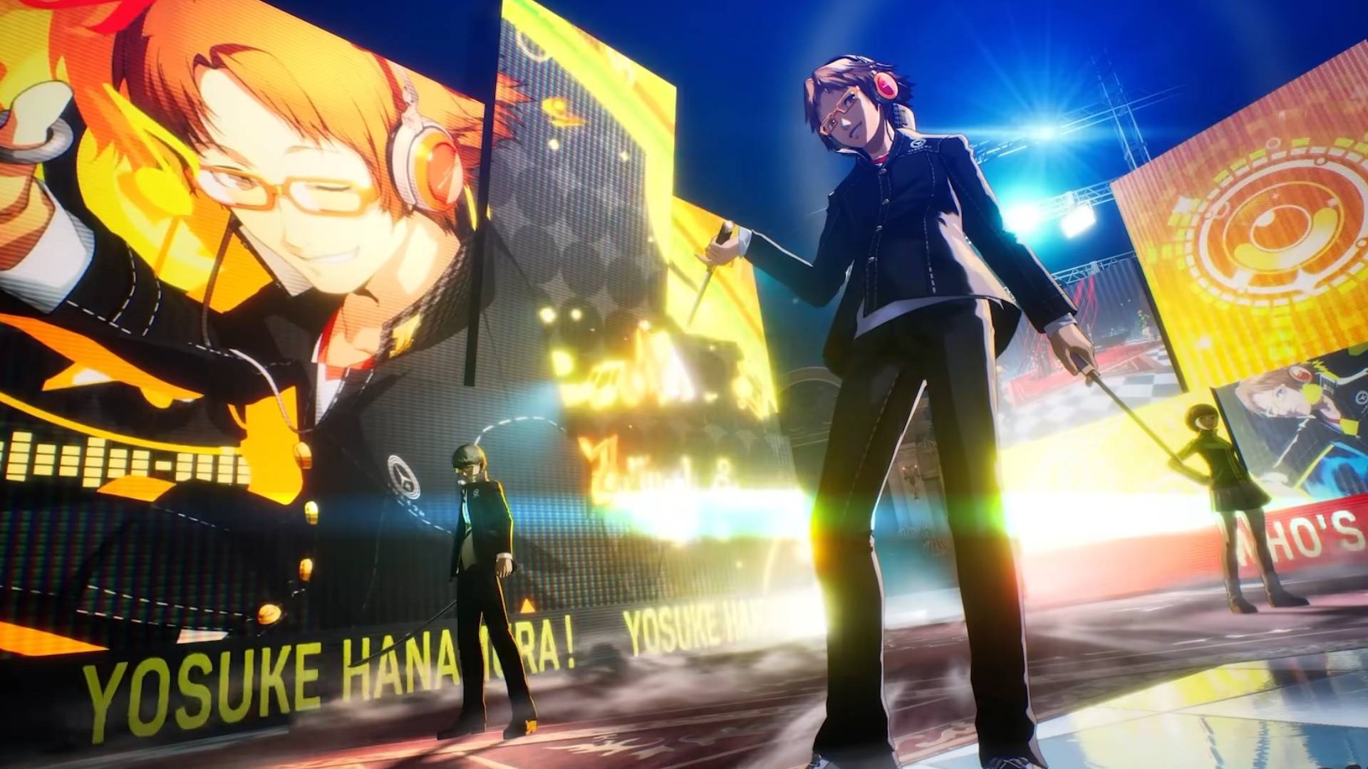 Persona 4 Revival screenshot shows Yosuke posing at the end of a battle.