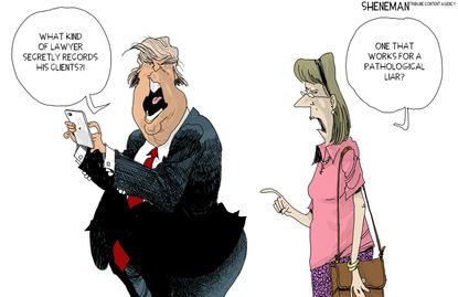 Political cartoon U.S. Trump Michael Cohen secret recordings