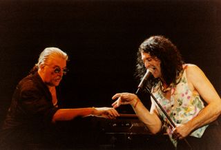 Don't touch, Lord and Ian Gillan onstage with Purple in 1993