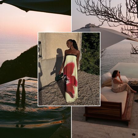 A mountain side pool and summer outfits