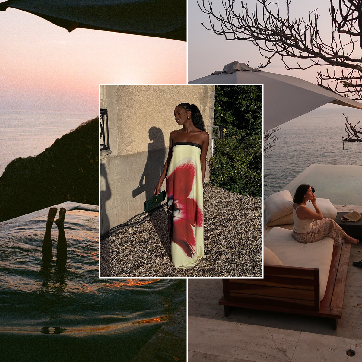 A mountain side pool and summer outfits