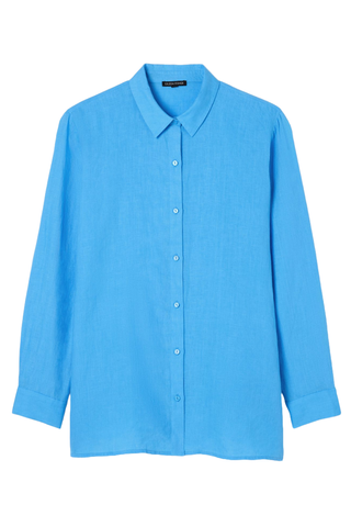 Eileen Fisher Classic Long Sleeve Organic Linen Button-Up Shirt